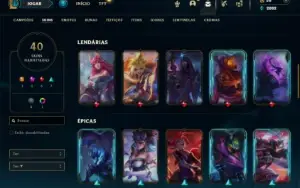 Unranked com 100 Champs e 40 Skins