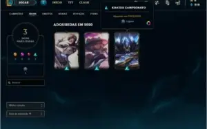 Conta platina 4 com 33 champs e 3 skins