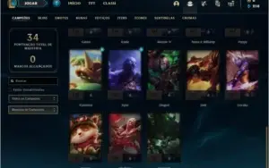 Conta platina 4 com 33 champs e 3 skins