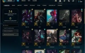 Conta platina 4 com 33 champs e 3 skins