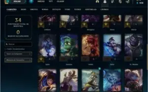 Conta platina 4 com 33 champs e 3 skins