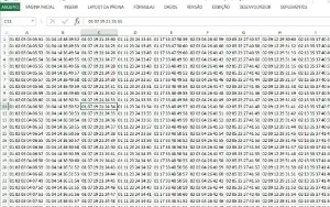Todas combinações de números da MEGASENA em planilha Excel