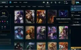 Conta League of Legends com 96 Skins