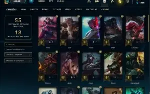 Conta prata 4 com 31 Champs e 14 Skins + 3 Espolios