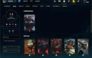 Conta prata 4 com 31 Champs e 14 Skins + 3 Espolios