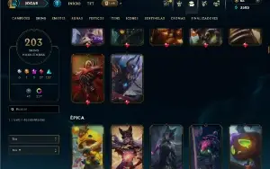 Ouro 3 com TODOS os Champs e 203 Skins + 137 Cromas