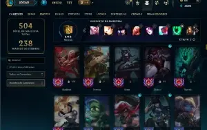 Ouro 3 com TODOS os Champs e 203 Skins + 137 Cromas