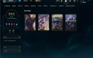 Ouro 3 com TODOS os Champs e 203 Skins + 137 Cromas