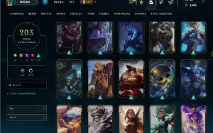 Ouro 3 com TODOS os Champs e 203 Skins + 137 Cromas
