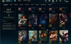 Conta bronze 3 com 90 Champs e 20 Skins + 2 Fragmentos