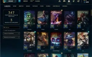 Conta bronze 3 com 90 Champs e 20 Skins + 2 Fragmentos