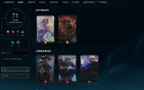 conta lol com 77 skins 2 ULTIMATES, elementalista e guardião