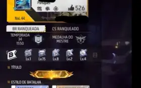 CONTA freefire level 44 com alguns itens raros