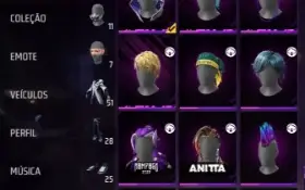 CONTA freefire level 44 com alguns itens raros