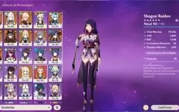 Raiden C3 Kazuha Hutão Shenhe Eula Kokomi Jean C1 Diluc C2