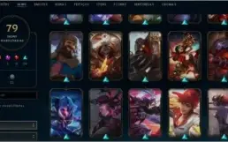 Conta Nível 186, Prata 1, 123 Campeões e 79 Skins