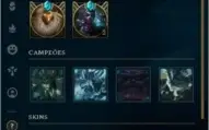 Conta Nível 186, Prata 1, 123 Campeões e 79 Skins