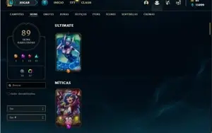 Conta prata 1 com 110 Champs e 89 Skins + 3 Vitoriosas