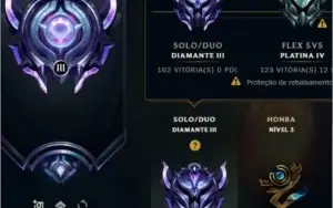 Conta lol com 481 skins, diamante 3, muitas coisas raras