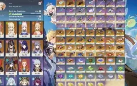 CONTA GENSHIN AR57 c 9 PERSONAGENS 5* + 3 ARMAS 5* E 27 WISH