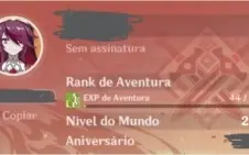Conta GENHSIN IMPACT - Bennett - Rosaria e outros - AR 28