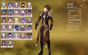 Ganyu, Zhong, Ayato, Cyno, Mona, mais 3 armas 5 estrelas
