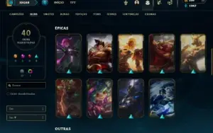 Unranked com 55 Champs e 40 Skins ( TOP / JG )