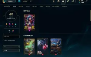 Unranked com 55 Champs e 40 Skins ( TOP / JG )