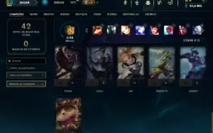 Mestre com 30 Champs e 2 Skins + 8 Fragmentos