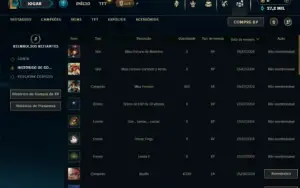 Mestre com 30 Champs e 2 Skins + 8 Fragmentos