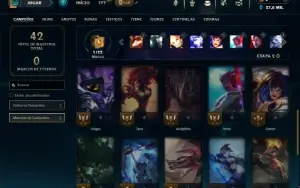 Mestre com 30 Champs e 2 Skins + 8 Fragmentos