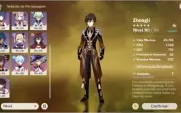 ZHONGLI(C1) , VENTI , + 3 ARMAS 5⭐