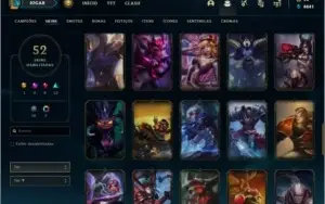 Conta unranked com 52 skins e 72 champs