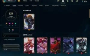 Conta unranked com 52 skins e 72 champs