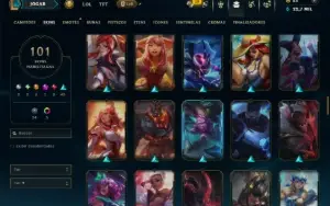 Unranked com TODOS os Champs e 101 Skins ( ADC / MID )