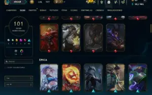 Unranked com TODOS os Champs e 101 Skins ( ADC / MID )