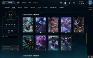 36 skins no lol, platina 3 season passada, nenhum jogo nessa