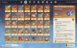 Genshin AR 52 + 5 personagens 5* +52 brilho estrelar