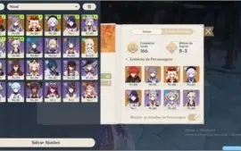 Genshin AR 52 + 5 personagens 5* +52 brilho estrelar