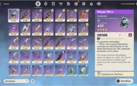 Genshin AR 52 + 5 personagens 5* +52 brilho estrelar