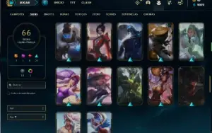 Conta Unranked com 120 Champs e 66 Skins + 400k de Yasuo
