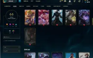 Conta Unranked com 120 Champs e 66 Skins + 400k de Yasuo