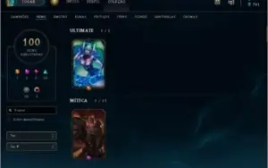 Conta de Lol com 100 skins e darius nova temivel e dj sona