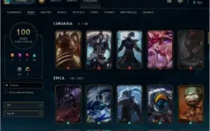 Conta de Lol com 100 skins e darius nova temivel e dj sona