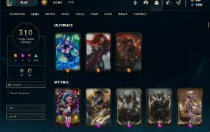 Esmeralda 4 com TODOS os champs e 310 Skins + 8 Prestigios