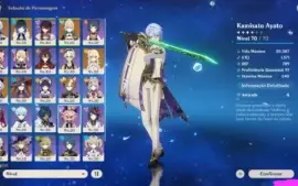 Conta com Ayato com espada de Jade e Yelan ar43 + mochileiro