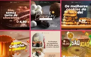 Pack Artes Canva Confeitaria 50 Temas Editáveis