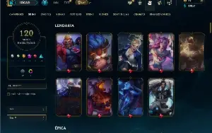 Unranked com 150 Champs e 120 Skins