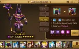 Reroll Summoners War lvl10 com Anubis Dark Thebae + Eladriel