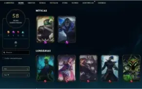 Conta Platina 2 Kayle juiza, Rammus rei, Kassadin Hextec etc